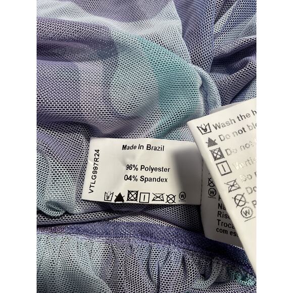 Adriana Degreas Wave Halterneck 'Frilled' Purple Polyester Long Dress Size S - Picture 5 of 5